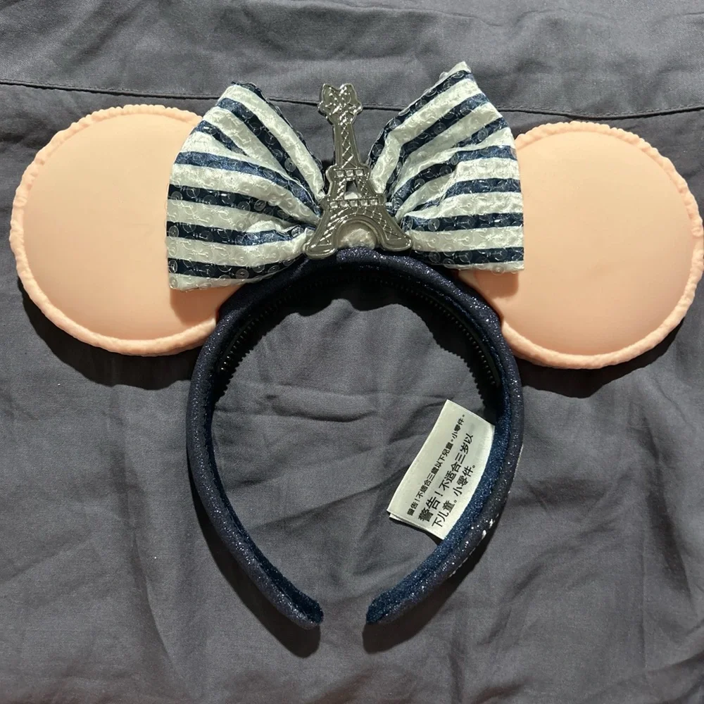 Disney Navy and Pink Macaron Minnie Ears Headband - Picture 1 of 2